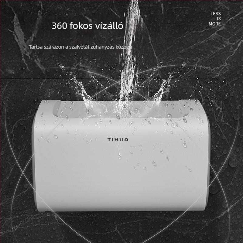 Fali szerelésű, vízálló toalettpapírdoboz tartó – lyukasztás nélküli telepítés, fürdőszobába