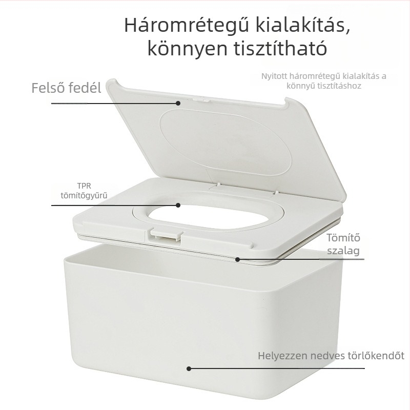 Asztali zsebkendő- és nedves törlőkendő tartó zárt fedéllel, zsebkendő adagoló a nappaliba