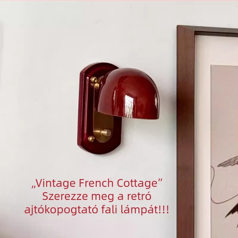 Maillard vintage falikar hálószobába – üveg árnyékoló, vas test, LED 220V, falra szerelhető