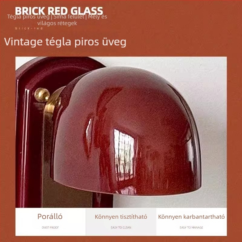 Maillard vintage falikar hálószobába – üveg árnyékoló, vas test, LED 220V, falra szerelhető