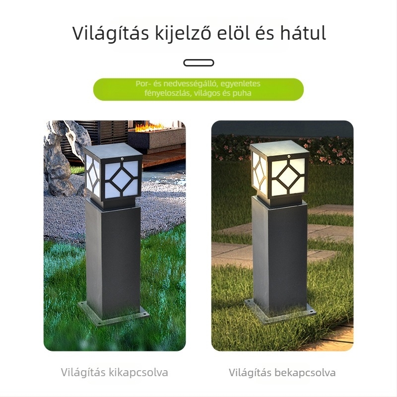 Kínai stílusú napelemes LED kültéri gyeplámpa, IP65, tájvilágítás kerthez, villa- és parkterületek
