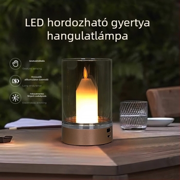 LED kreatív éjszakai fény, romantikus gyertyafény hatással, éttermek és bárok számára — asztali hangulatlámpa indukciós érzékelővel