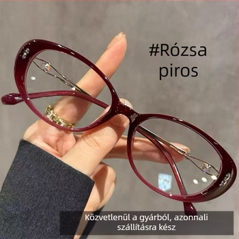 Női presbiopiás olvasószemüveg oval keretben, anti-kék fény védelem, vintage cat-eye stílus