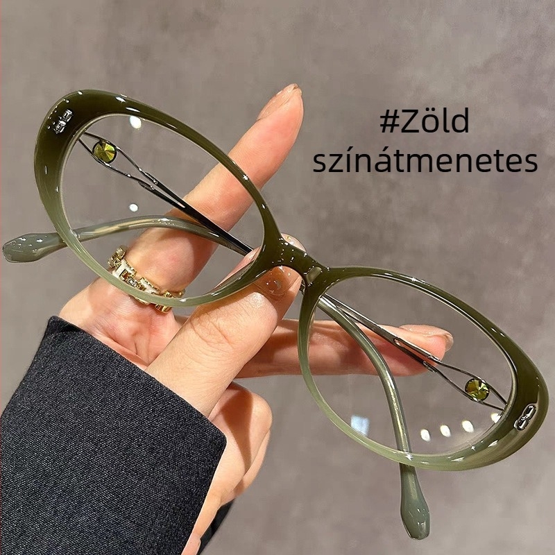 Női presbiopiás olvasószemüveg oval keretben, anti-kék fény védelem, vintage cat-eye stílus