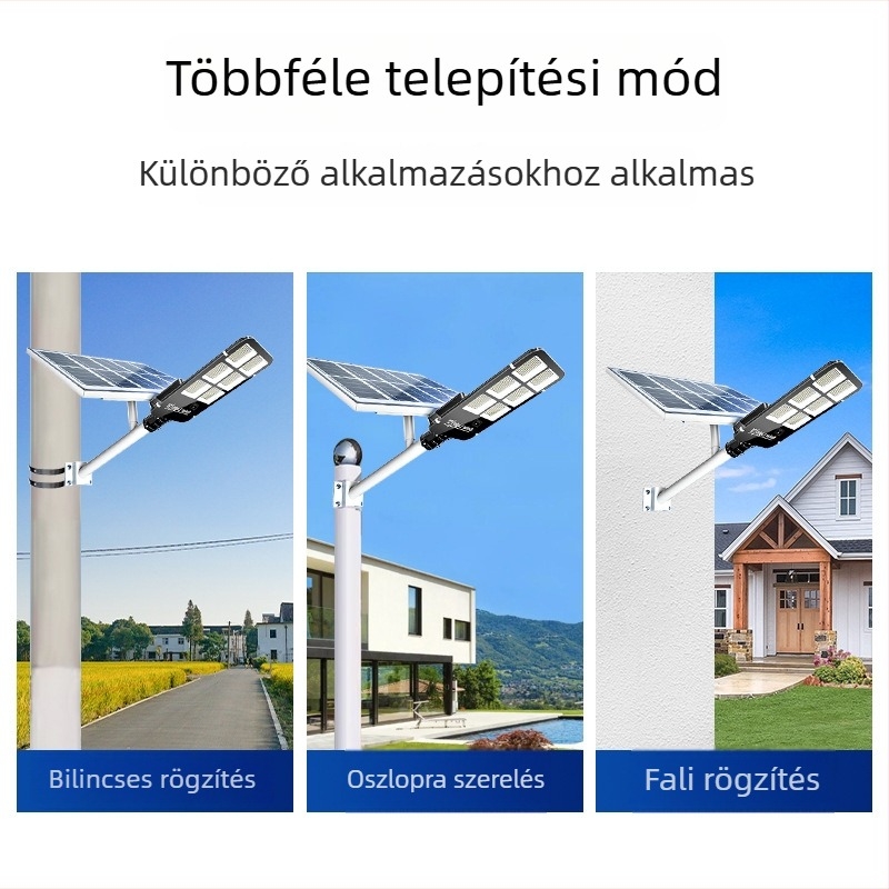 Napelemes falikar kültéri használatra, vízálló kerti lámpa mozgásérzékelővel, nagy teljesítményű napelemes utcai világítás