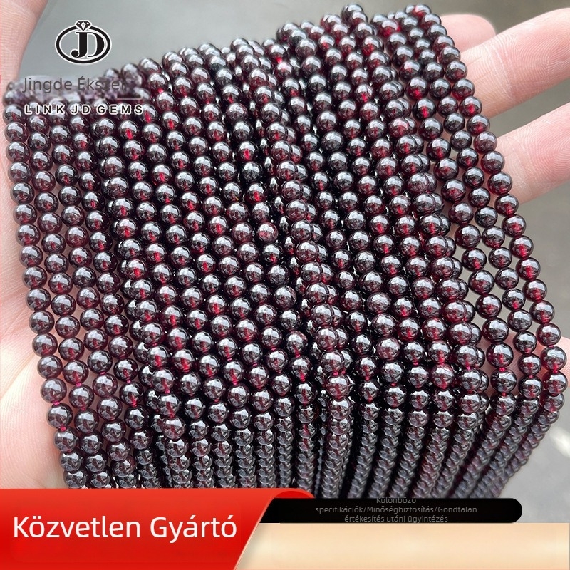 Granát szabad gyöngyök, borvörös, kerek, 4 mm, karkötő DIY ékszerekhez