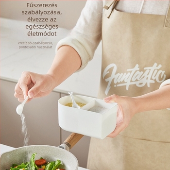 Fedéllel ellátott fűszertartó készlet konyhához, rekeszekkel – fűszertároló és sótartó
