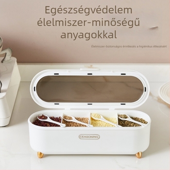 Fedéllel ellátott fűszertartó készlet konyhához, rekeszekkel – fűszertároló és sótartó