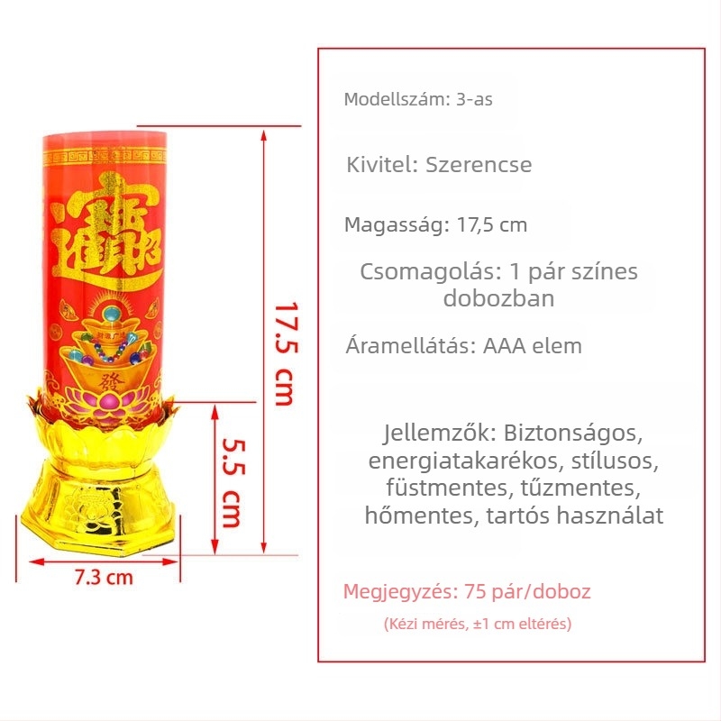 Vörös lótusz LED elektronikus gyertya Buddha és a Gazdagság Istene számára, valósághű elektromos gyertya otthoni használatra