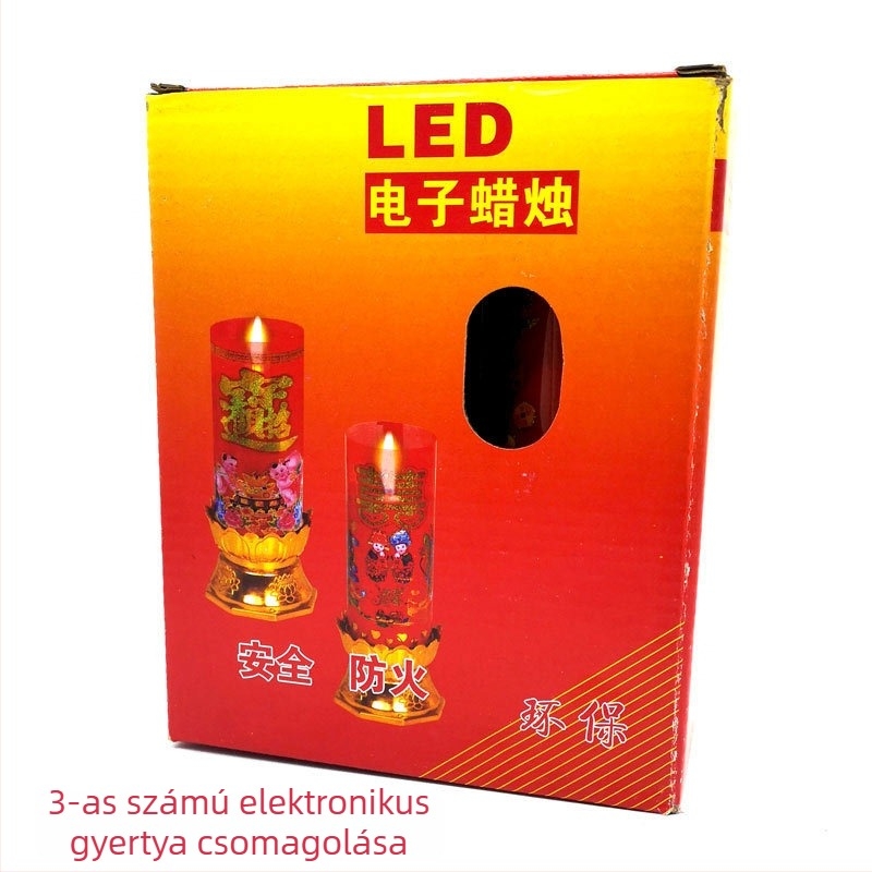 Vörös lótusz LED elektronikus gyertya Buddha és a Gazdagság Istene számára, valósághű elektromos gyertya otthoni használatra