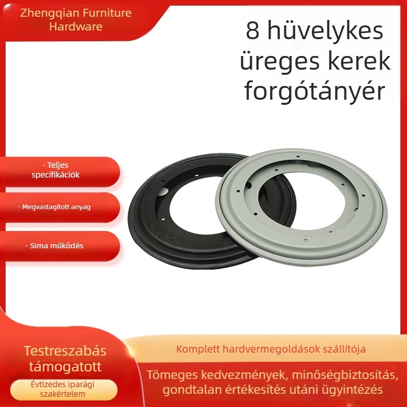 Kérésre gyártva a terveken alapulva: 8 hüvelykes üreges körforgó táblázat, 360°-os forgás, csendes alap, kör alakú teljes golyós tengely