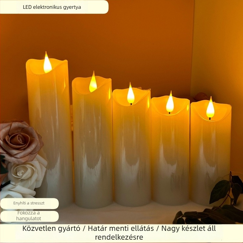 LED elektronikus gyertyák, ötképes készlet, paraffin-szimulált lámpa, romantikus esküvői megkérés fény