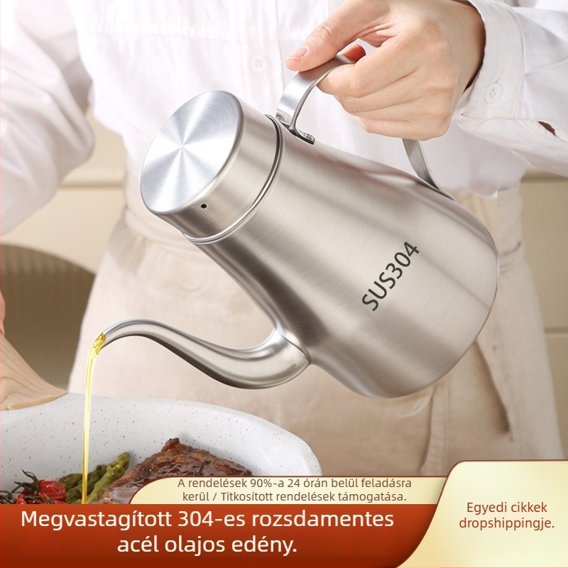 Élelmiszer-minőségű 304 rozsdamentes acél olajtartó szűrővel, nagy kapacitású, konyhai használatra