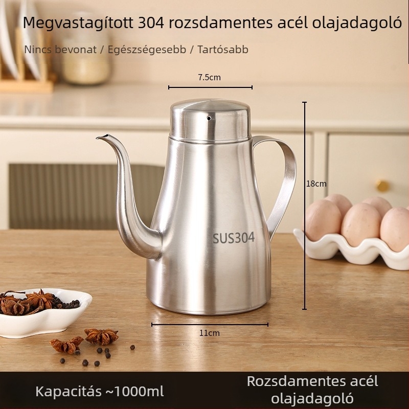 Élelmiszer-minőségű 304 rozsdamentes acél olajtartó szűrővel, nagy kapacitású, konyhai használatra