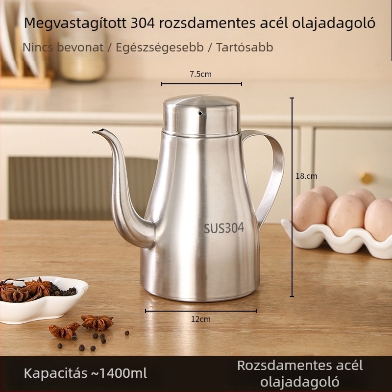 Élelmiszer-minőségű 304 rozsdamentes acél olajtartó szűrővel, nagy kapacitású, konyhai használatra