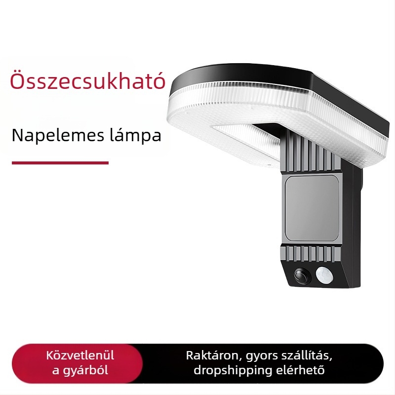 Napelemes kültéri falikar mozgásérzékelővel, IP67 vízálló, rendkívül fényes kertvilágítás