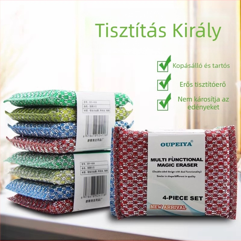 Kétoldalas mosogatószivacs, vastag edénydörzsölővel, konyhai tisztítás és folteltávolítás, színes
