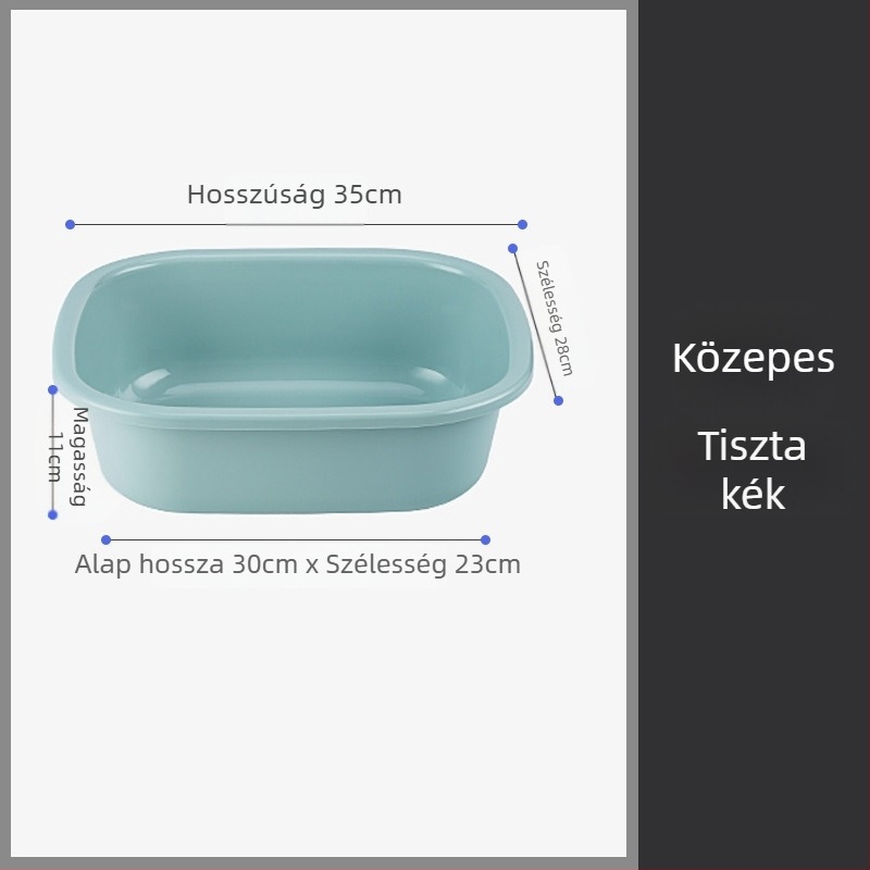 Négyszögletes műanyag mosóedény otthoni használatra, nagy és vastagodott kivitel, zöldségek és ruhák mosásához, kollégiumok, diákok, gyermekek és csecsemők számára