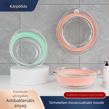 Összecsukható műanyag mosóedény, átlátszó, nagy méretű, kollégiumi és otthoni használatra, baba fürdetésére és mosásra