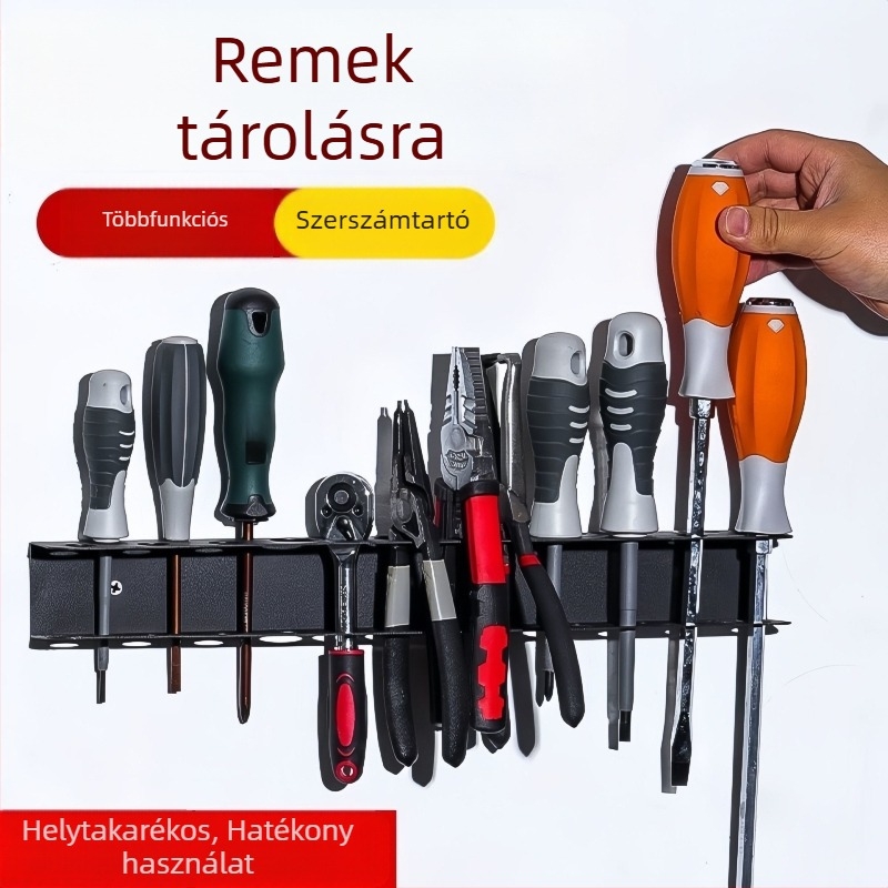 Állíthatatlan falra szerelhető, nehéz terhelésű szerszám-tároló rács kovácsoltvasból, a fogók és a csavarok számára