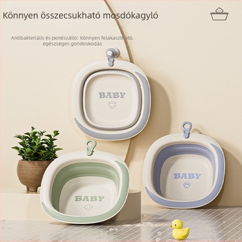 Összecsukható babafürdő- és mosóedény, újszülötteknek, felakasztható, fürdésre és lábáztatásra