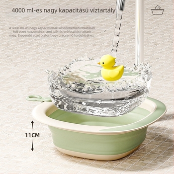 Összecsukható babafürdő- és mosóedény, újszülötteknek, felakasztható, fürdésre és lábáztatásra