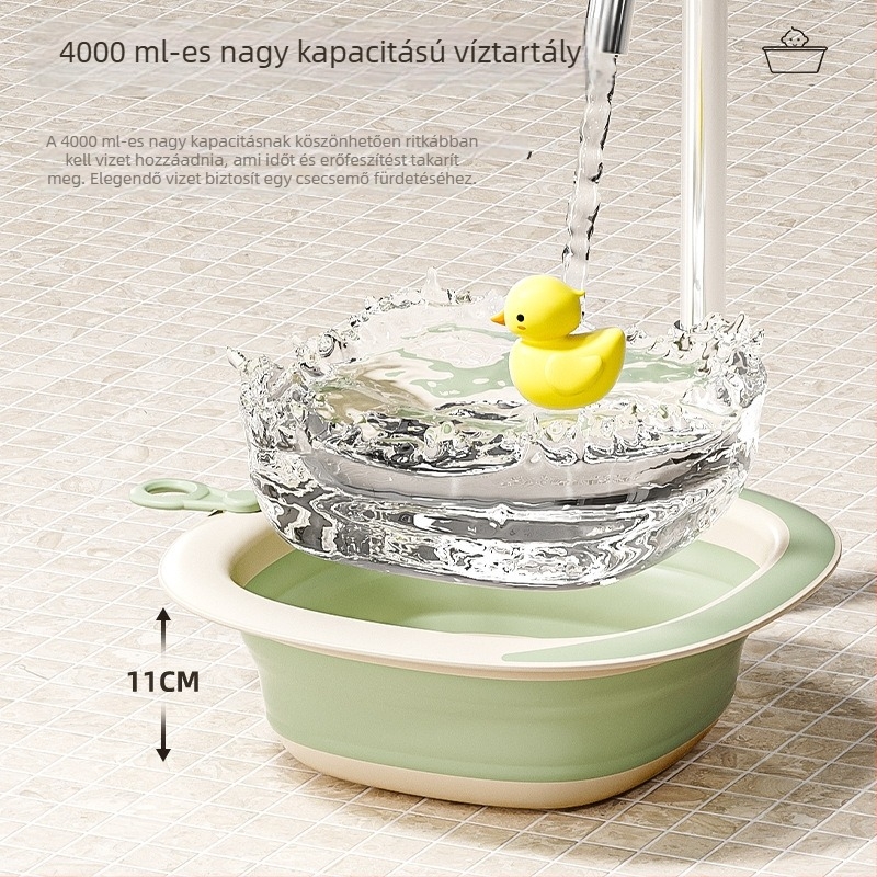 Összecsukható babafürdő- és mosóedény, újszülötteknek, felakasztható, fürdésre és lábáztatásra