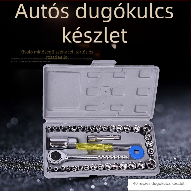 40-darabos autó- és motorkészlet foglalatokkal – többfunkciós hardverkészlet