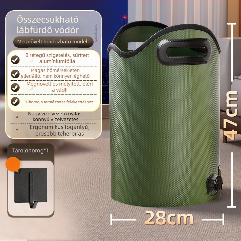 Hordozható otthoni lábfürdőmedence, szigetelt, elég mély a vádli fedéséhez, lábfürdő készülék