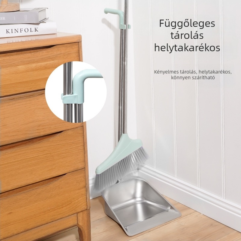 Rozsdamentes acél seprű és dustpan készlet otthoni használatra, egy darabos integrált kialakítás