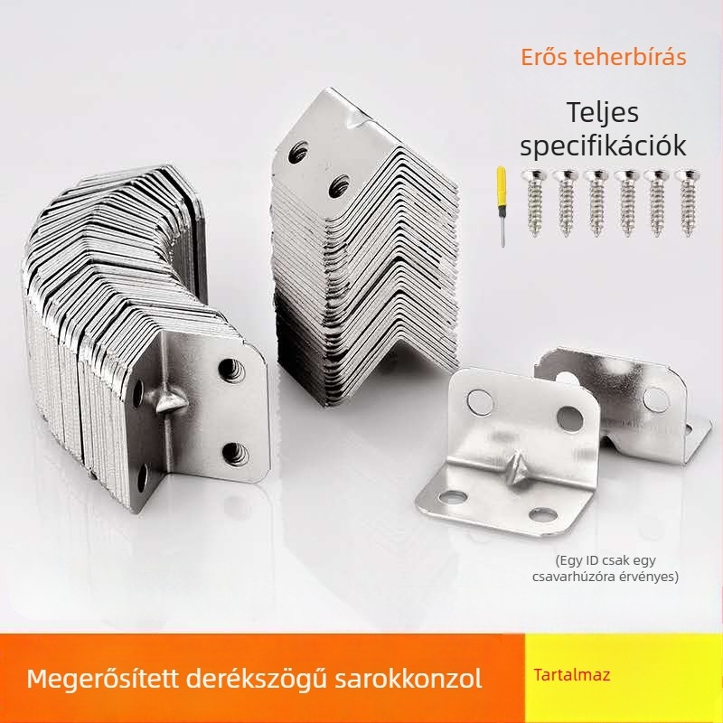 Vasból készült sarokvas, kis sarokdarab, 90°-os szög laminált furnérhoz, modell 3110