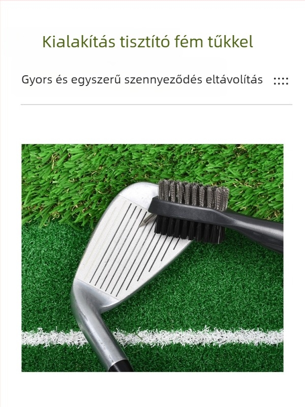 Golfütő tisztító kefe, dupla oldalú gömbfej, nylon- és acélgyapot szálakkal
