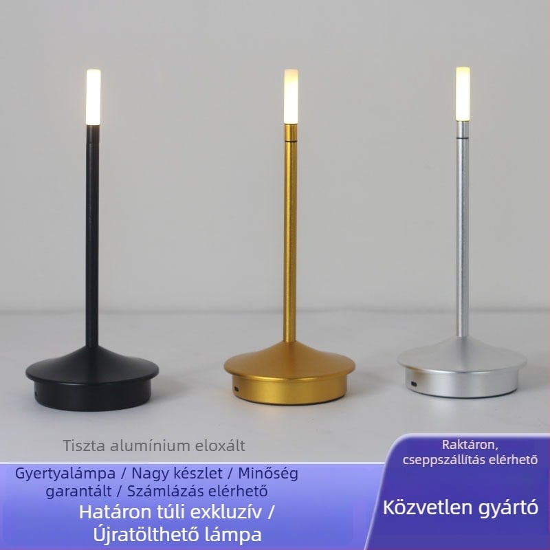 Dániai antik alumíniumból készült gyertyalámpa, újratölthető asztali lámpa kültéri használatra