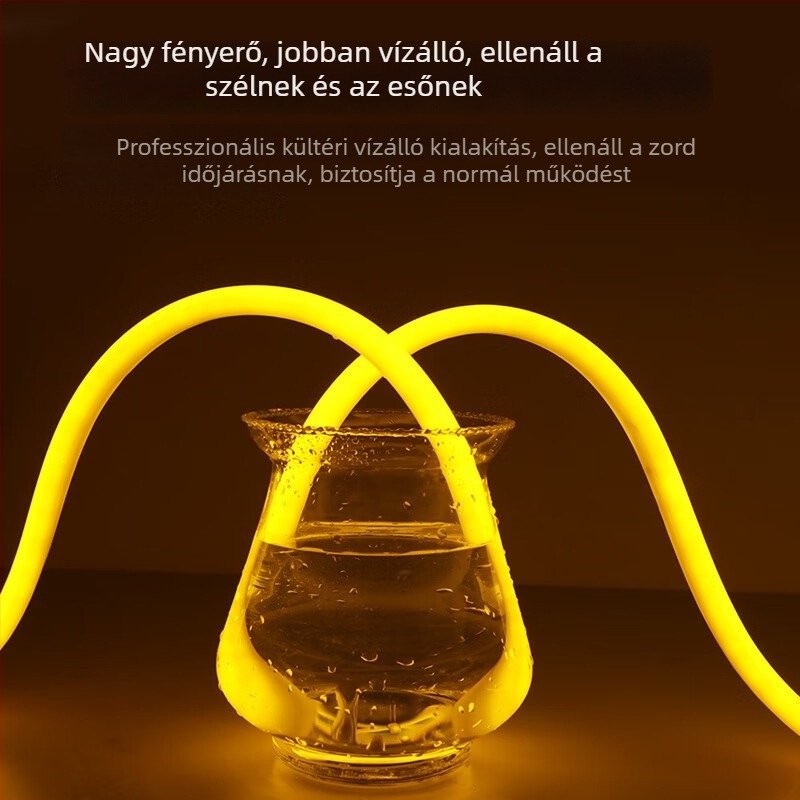 360°-os kerek vízálló egyszínű LED neon szalag, rugalmas szilikoncsővel, kültéri használatra