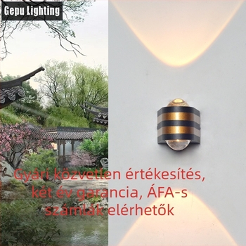 LED kültéri falikar, vízálló, kétfejű, külső falhoz, udvar és folyosó használatra, alumínium ház, 220V, IP65