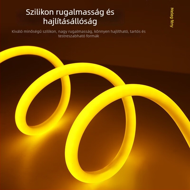 360° kör alakú magasfeszültségű neon LED szalag, kültéri vízálló, 220V, rugalmas beltéri dekoratív világítás