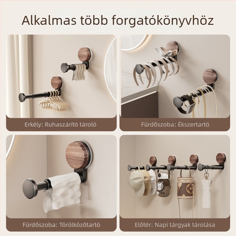 Fali ruhaakasztó szívókorongokkal, erkélyre szerelhető tároló- és szárító, vintage stílusú, többfunkciós teleszkópos rúddal