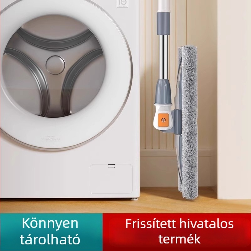 Lapos mop háztartási használatra, 2025-ös modell, mikroszálas kendők, rögzítő klipsz, rozsdamentes acél nyél