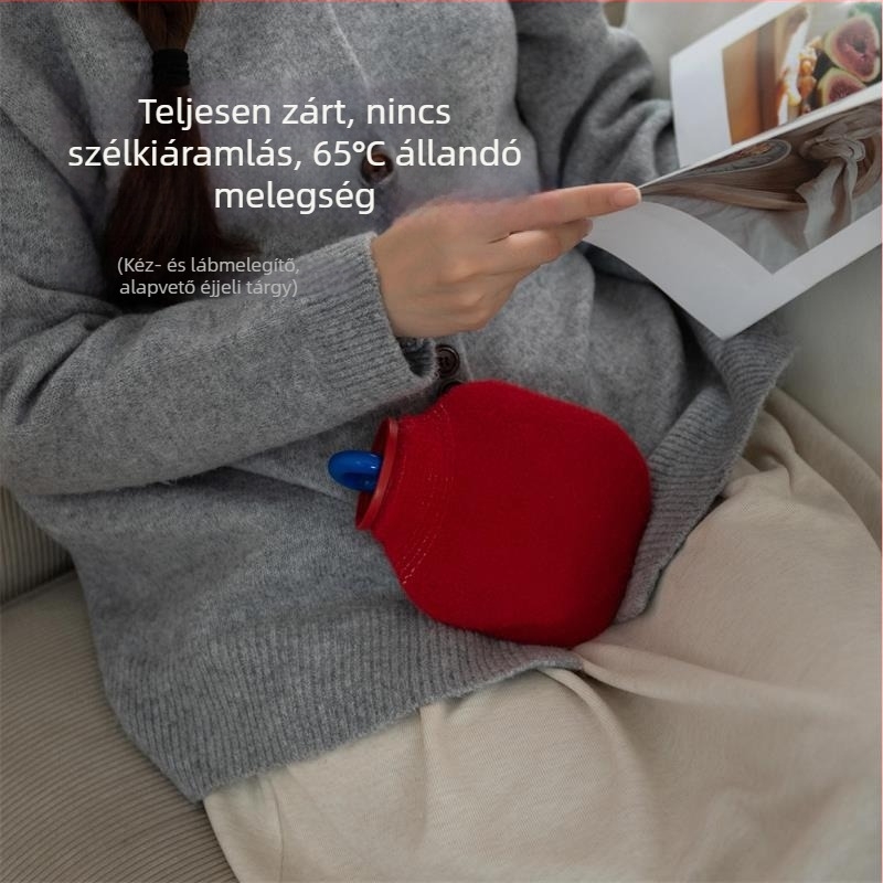 Plüss meleg víz palack, hordozható kézmelegítő, vízzel töltve, egyszerű retro dizájn