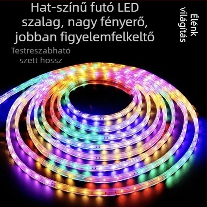 LED-szalag 220V, hat színű, 2835 készlet atmoszférikus világításhoz, IP67, 4W, 48 LED