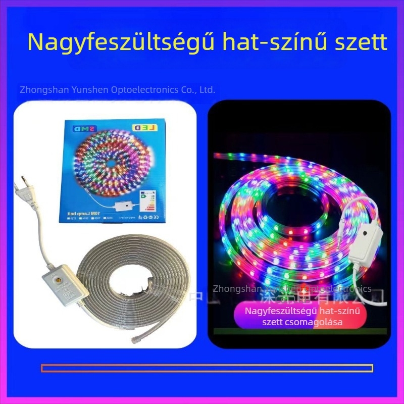 LED-szalag 220V, hat színű, 2835 készlet atmoszférikus világításhoz, IP67, 4W, 48 LED