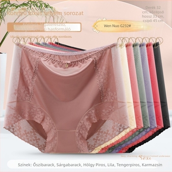 Wennu G232 Női magas derekú fehérnemű, csipkével, plusz méret, Ice Silk