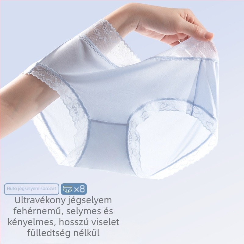 Csipkés Ice Silk lélegző lányoknak készült fehérnemű, divatos és kényelmes, egyszerű háromszög fazonú alsó