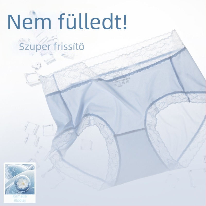 Csipkés Ice Silk lélegző lányoknak készült fehérnemű, divatos és kényelmes, egyszerű háromszög fazonú alsó
