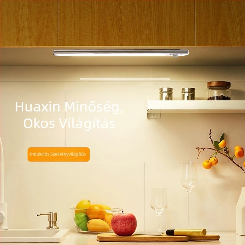 Ultra vékony LED szalag mozgásérzékelővel, öntapadós, újratölthető, ruhásszekrényhez és boros szekrényhez