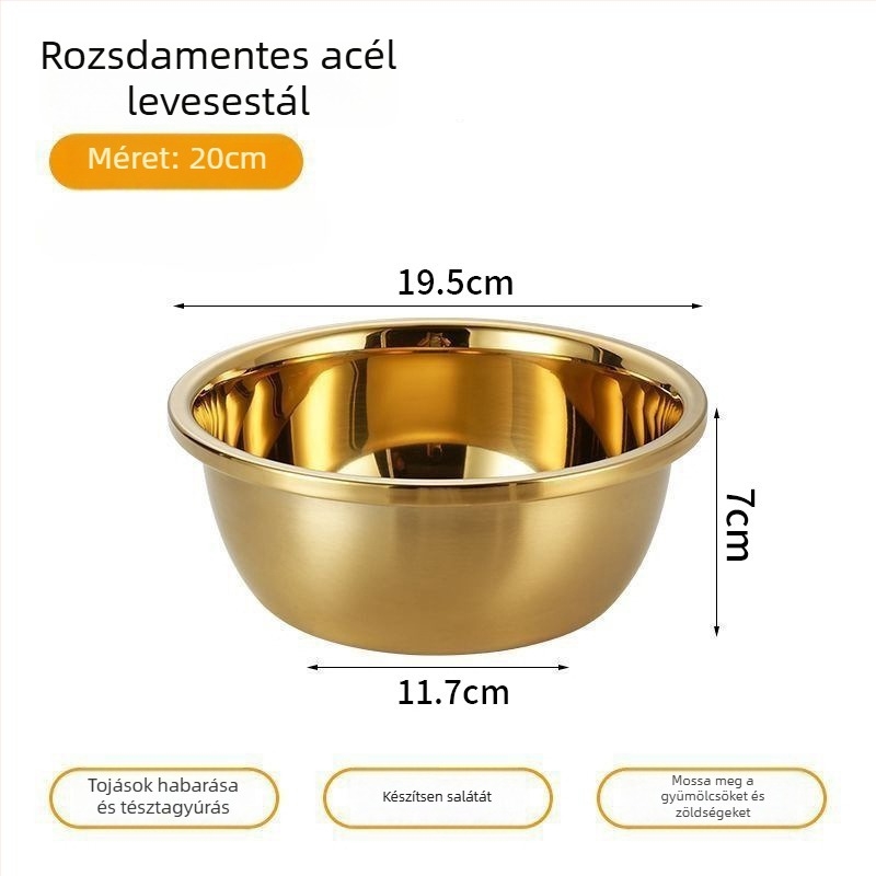 Arany színű rozsdamentes acél mosdóedény, élelmiszer-minőségű, háztartási használatra