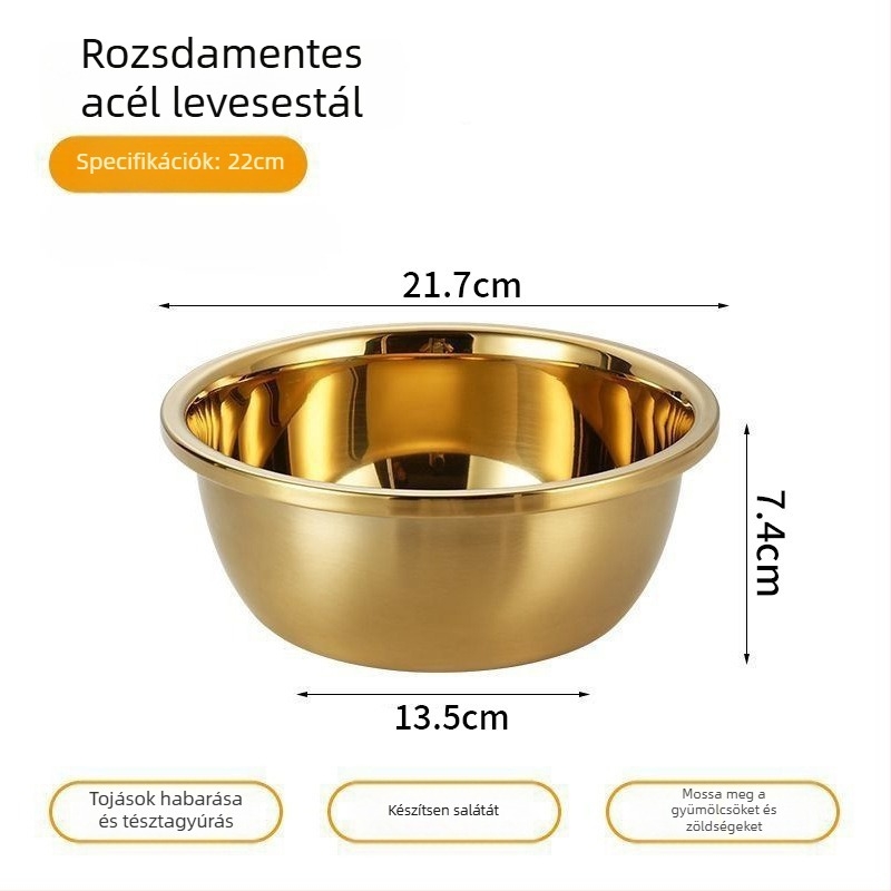 Arany színű rozsdamentes acél mosdóedény, élelmiszer-minőségű, háztartási használatra