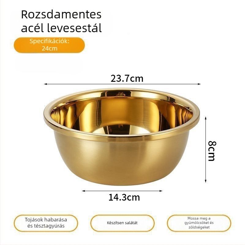 Arany színű rozsdamentes acél mosdóedény, élelmiszer-minőségű, háztartási használatra