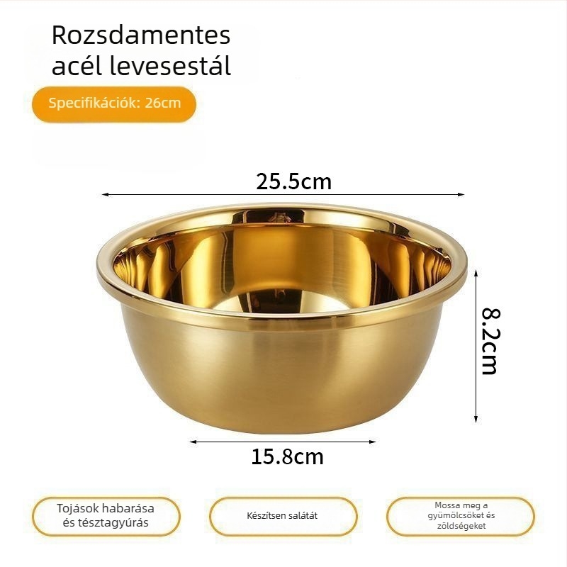 Arany színű rozsdamentes acél mosdóedény, élelmiszer-minőségű, háztartási használatra