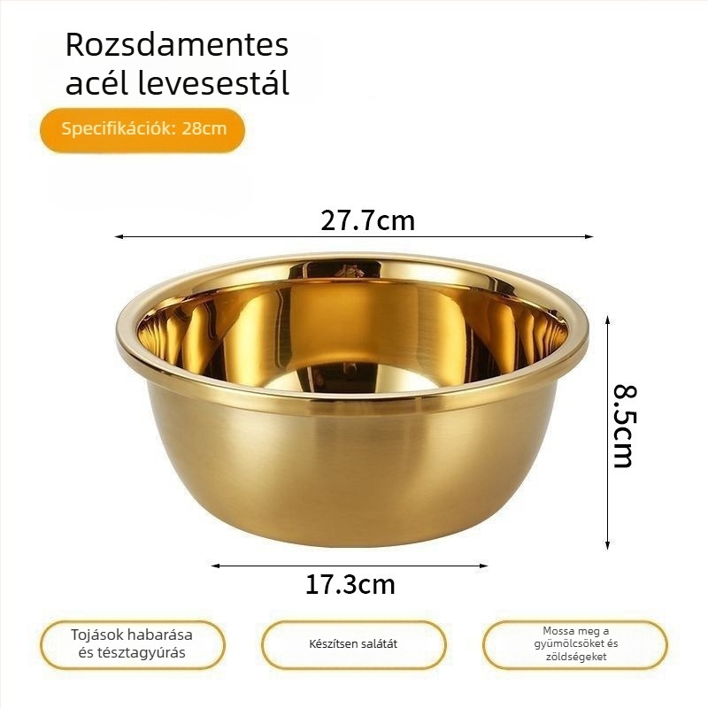 Arany színű rozsdamentes acél mosdóedény, élelmiszer-minőségű, háztartási használatra